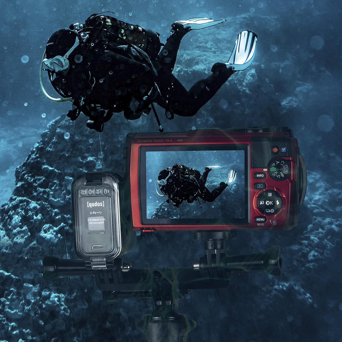 Red Digital Camera with Underwater LED Light and Carrying Case T48269