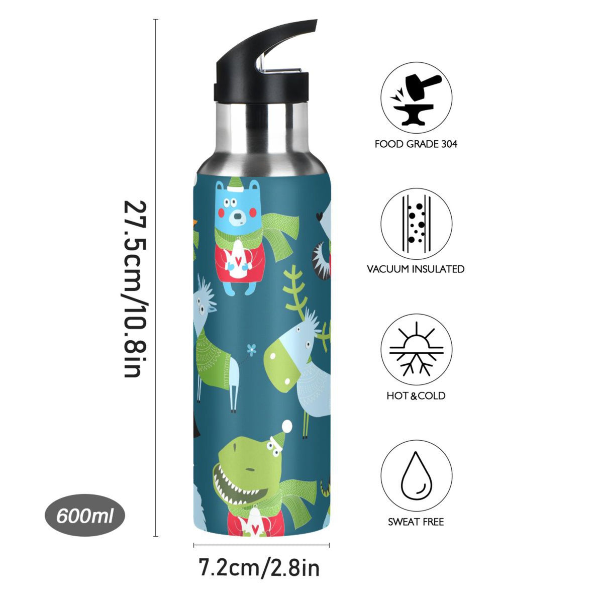 Stainless Steel Insulated Water Bottle with Straw Lid A996625