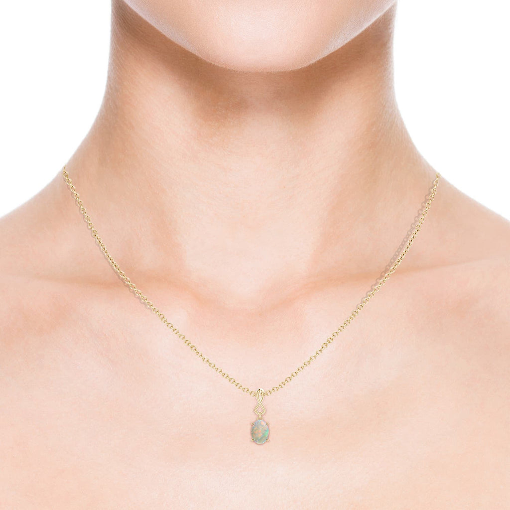 14K Yellow Gold Opal Pendant Necklace G1941