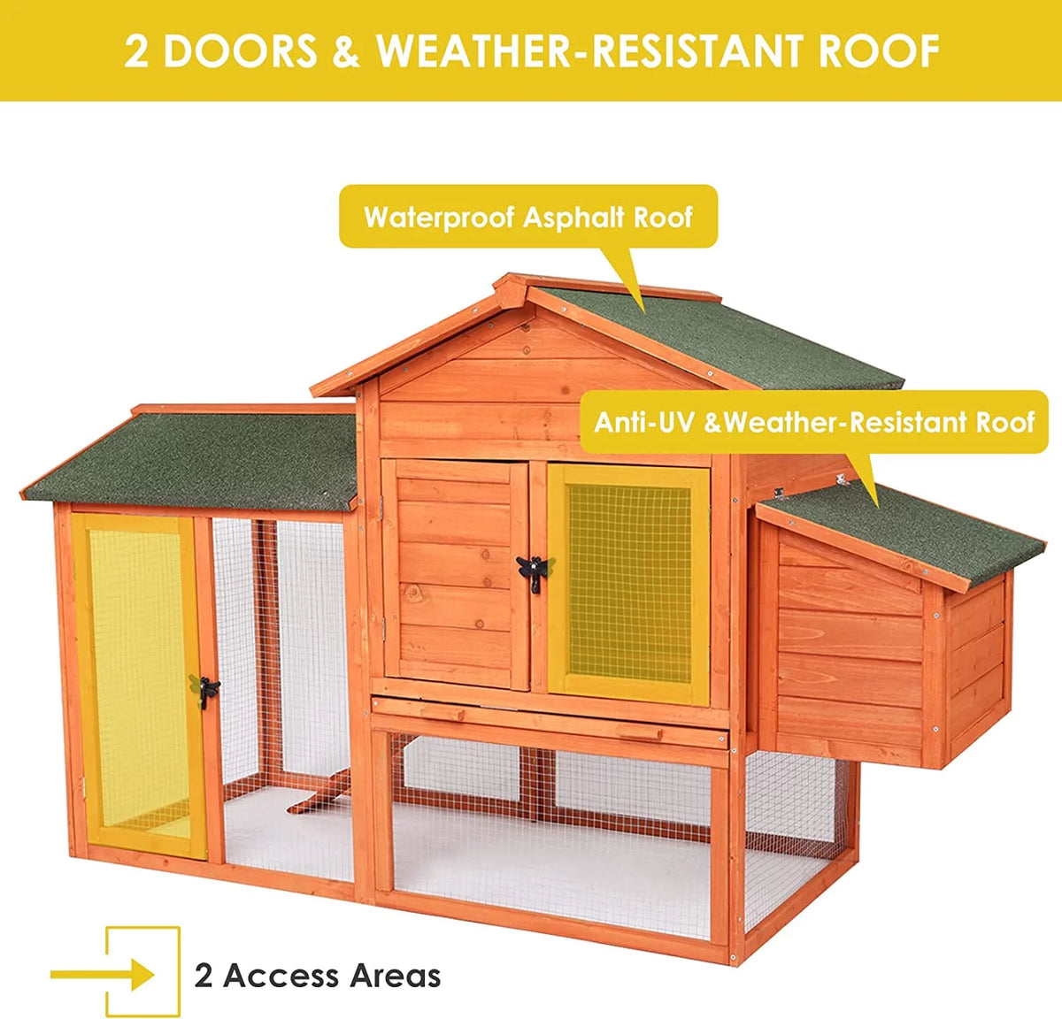 52'' Wooden Chicken Coop with Nesting Box I498