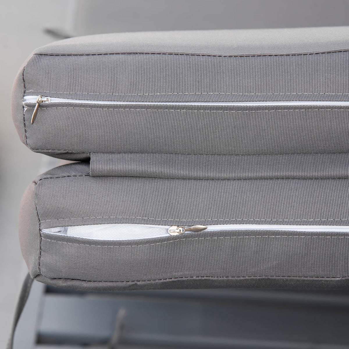 Grey 4-Position Adjustable Chaise Lounge Chair with Cushion P2208