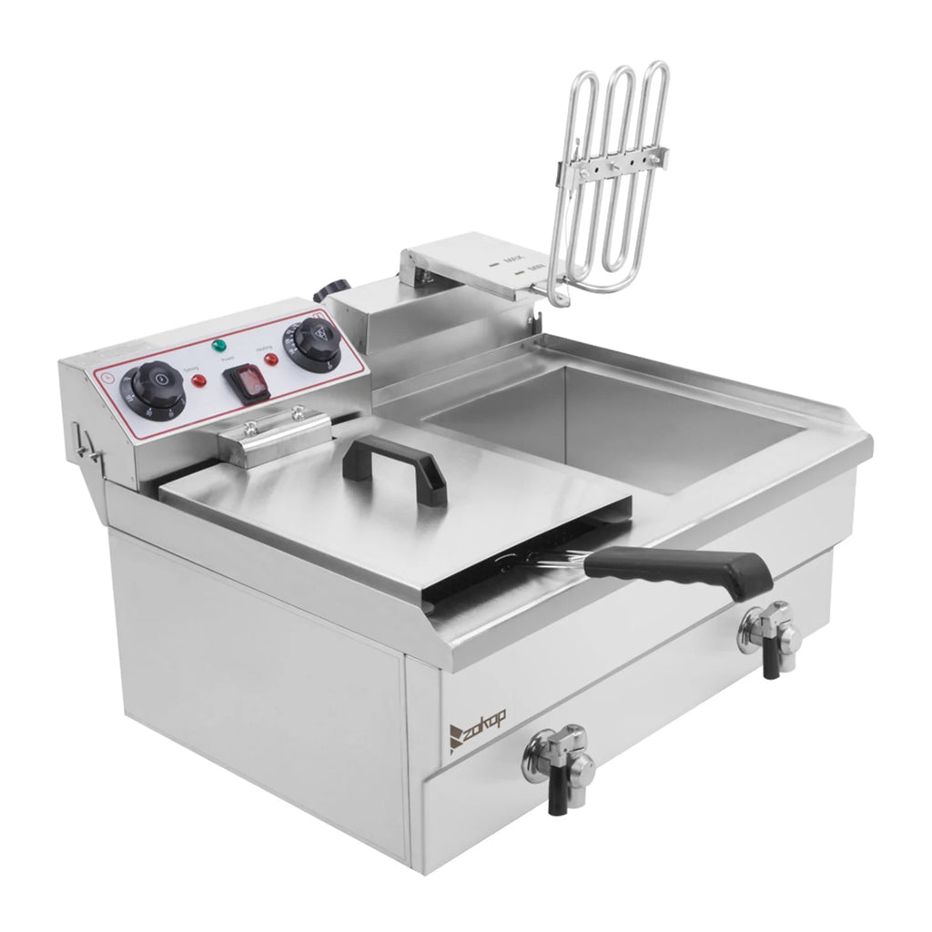 16.9QT Stainless Steel Double Tank Deep Fryer B529