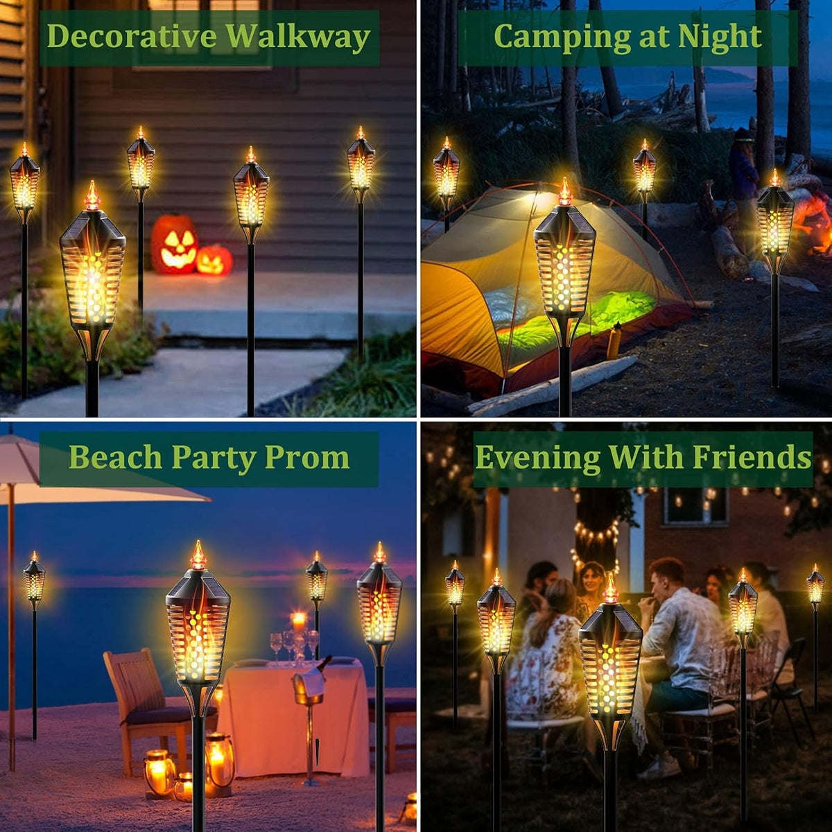 40 Outdoor Waterproof Solar Flame Torch Lights 2Pack S2047