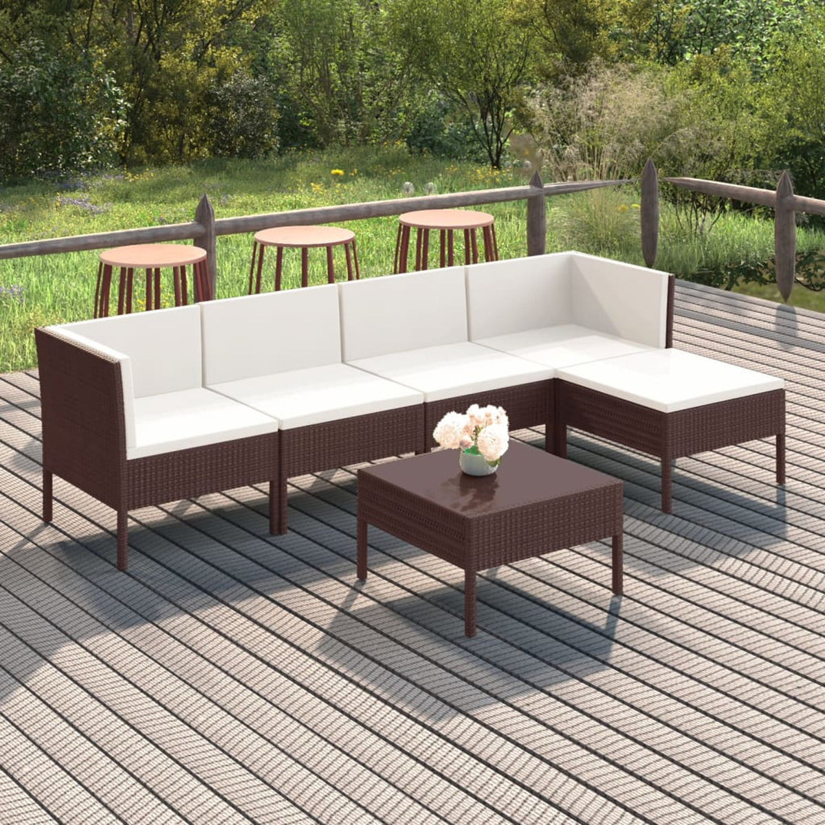 6 Piece Poly Rattan Sectional Outdoor Furniture Set S618