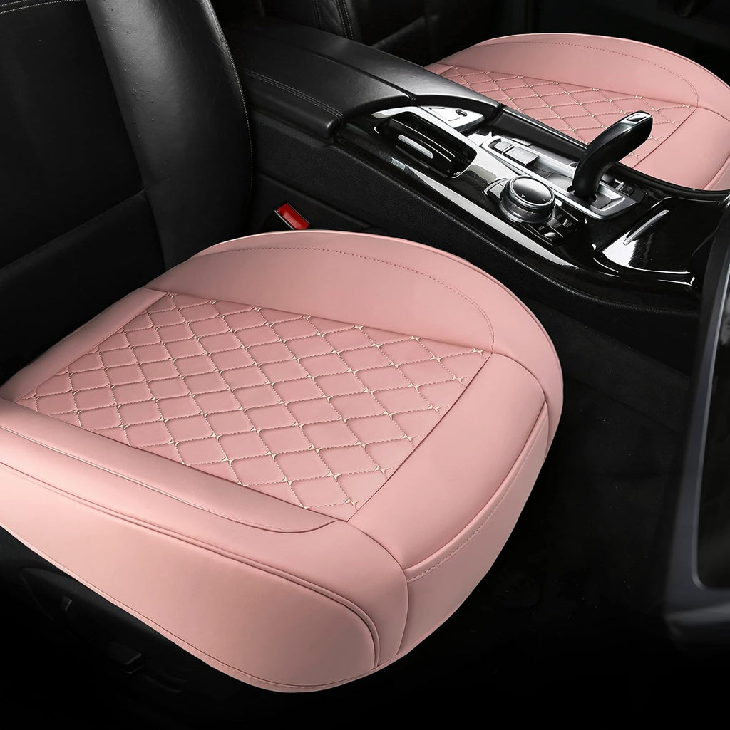 2PCS PU Leather Car Seat Cover Protector Front Seat Bottom Universal Beige Pack of 2 C2050