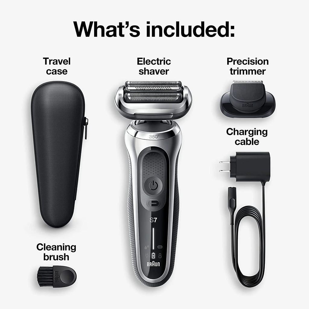 Electric Shaver with Beard Trimmer, Wet & Dry, Rechargeable, Cordless Foil Shaver, Blue T357309