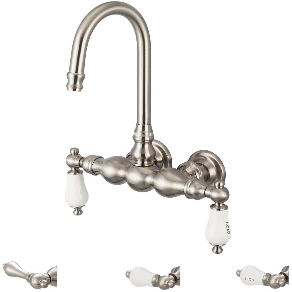 Vintage Classic Wall Mount Tub Faucet with Gooseneck Spout R4799