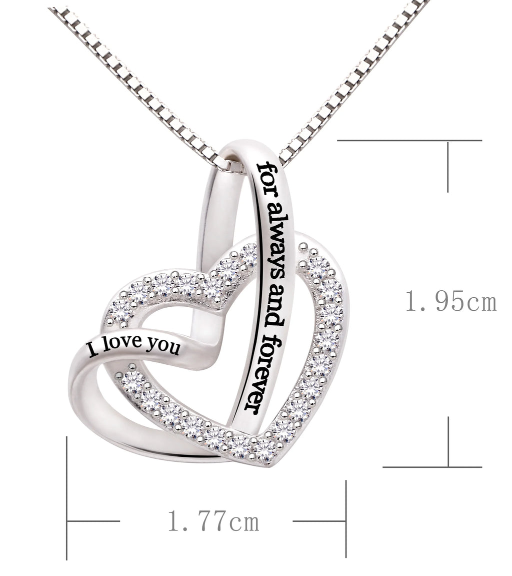 Sterling Silver Cubic Zirconia Love Heart Necklace V6962