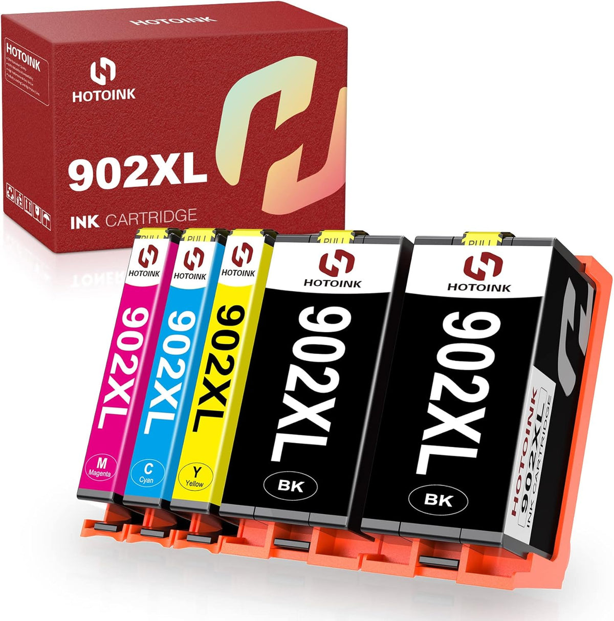 Remanufactured Ink Cartridge Combo Pack for HP 902XL (1 Cyan 1 Magenta 1 Yellow 2 Black) N744786