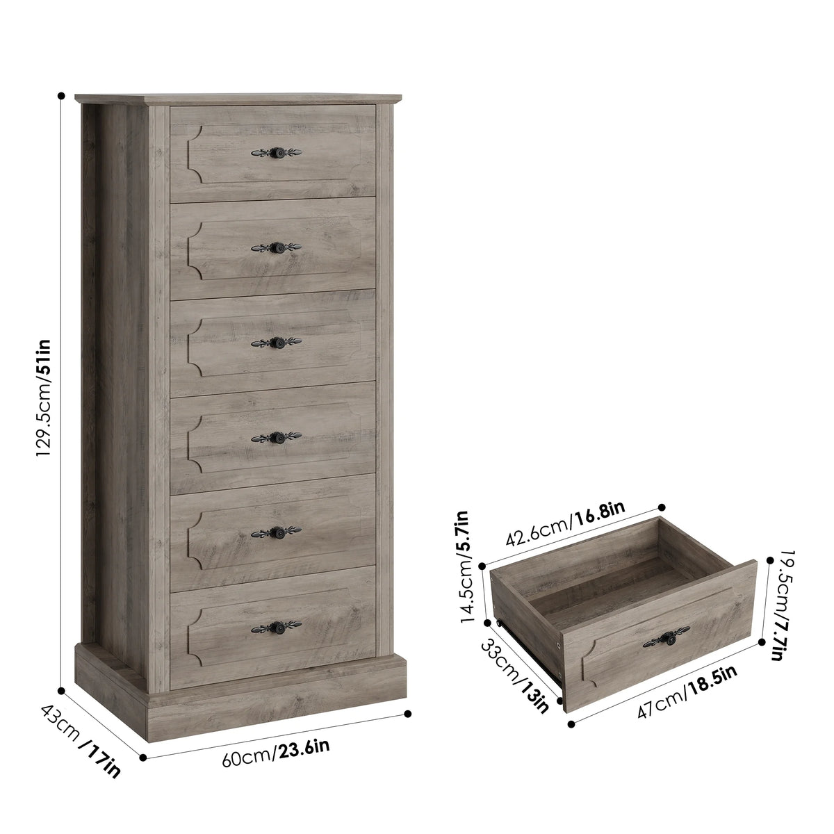 White 6 Drawer Wood Dresser A851845