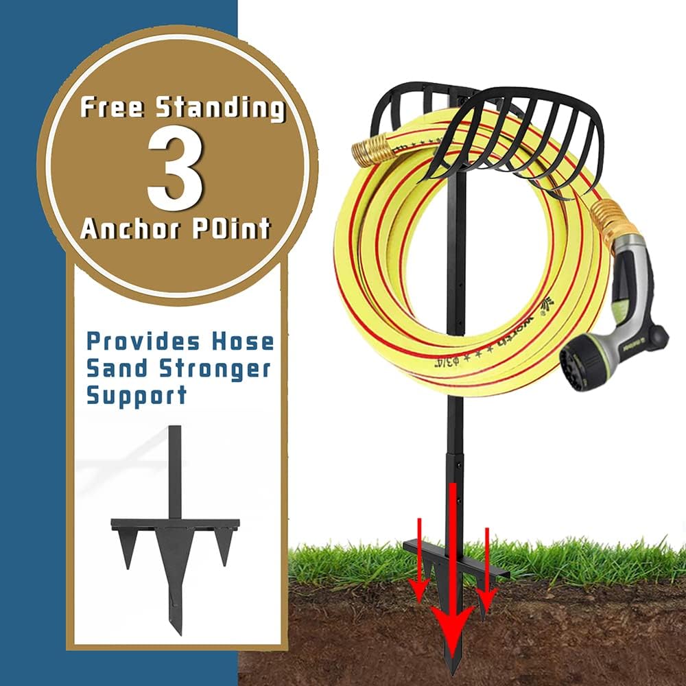 Black Pack of 2 Freestanding Hose Holder Stand Rack D969219