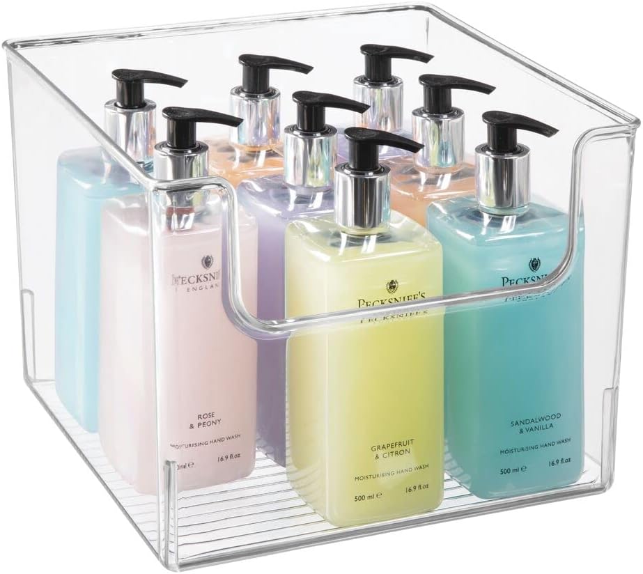 Clear Plastic Open Front Storage Organizer Basket Bin, 8 Pack B25506
