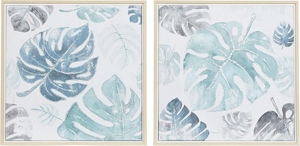 Canvas Framed Wall Art Set of 2 Blue D887