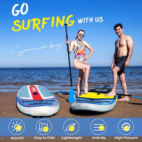 10.6'×33"×6" Inflatable Stand Up Paddle Board with Hand Pump, Leash, Repair Kit, Waterproof Phone Case, Waterproof Bag, Backpack J6774