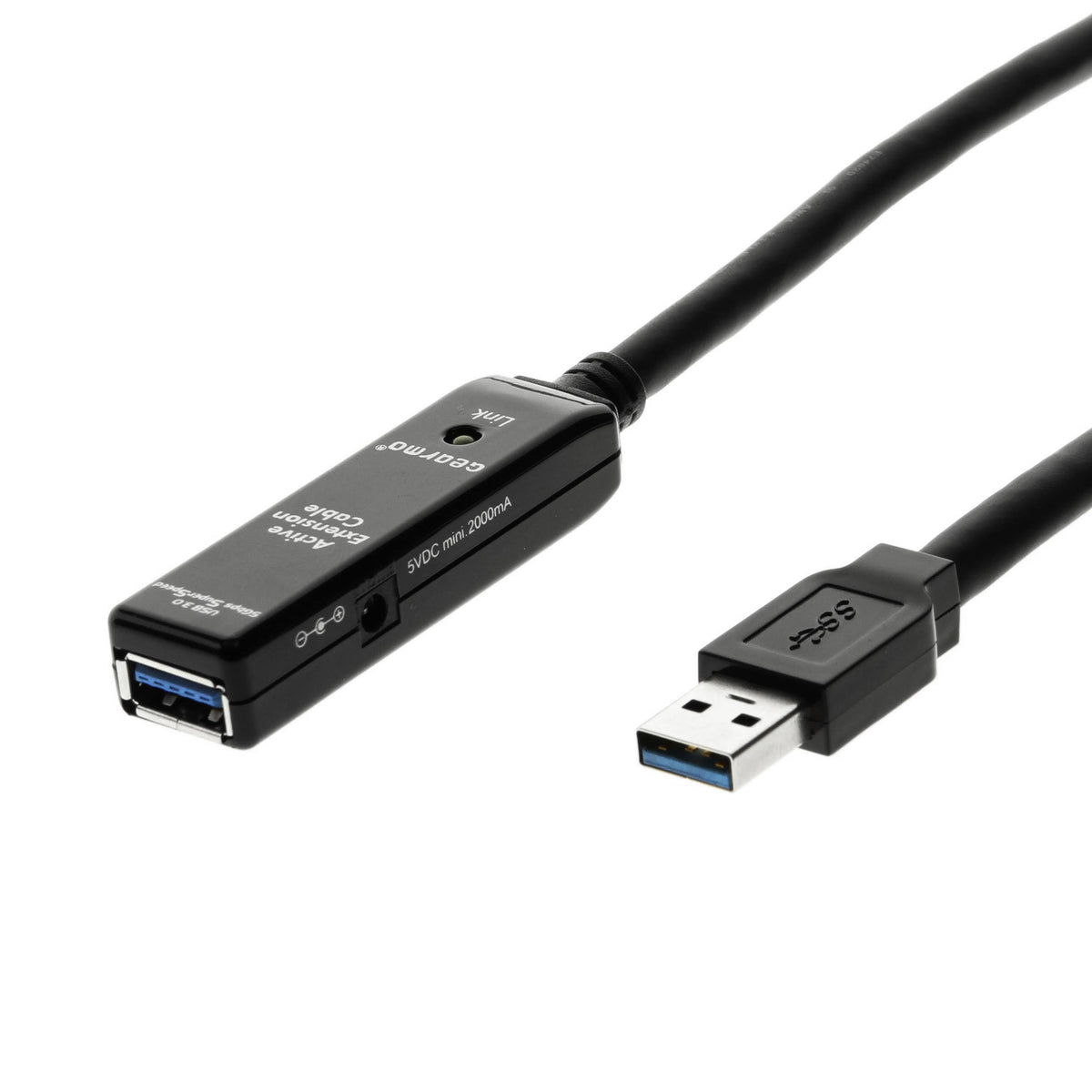 USB 3.0 Extension Cable 49Ft. A-Male to A-Female with Amplifier AC Adapter E38208