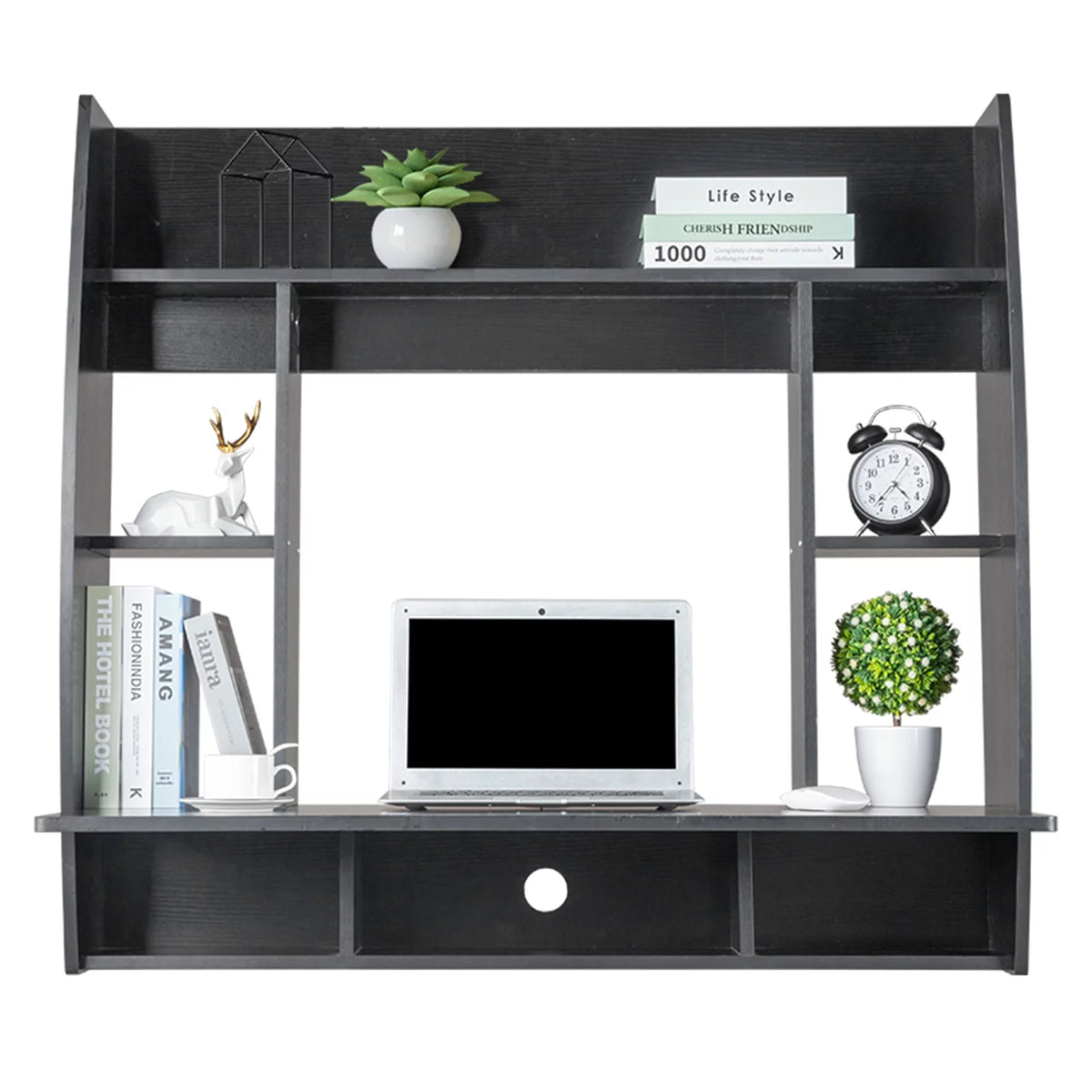 Floating Computer Desk with Storage Shelves I27842