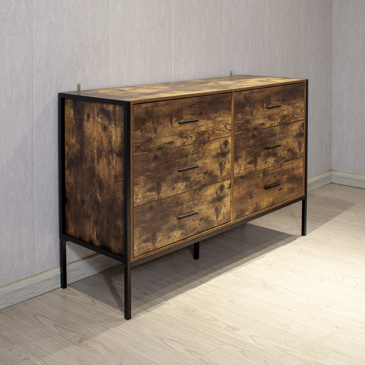 Rustic Brown 6 Drawer Wood Dresser F914724