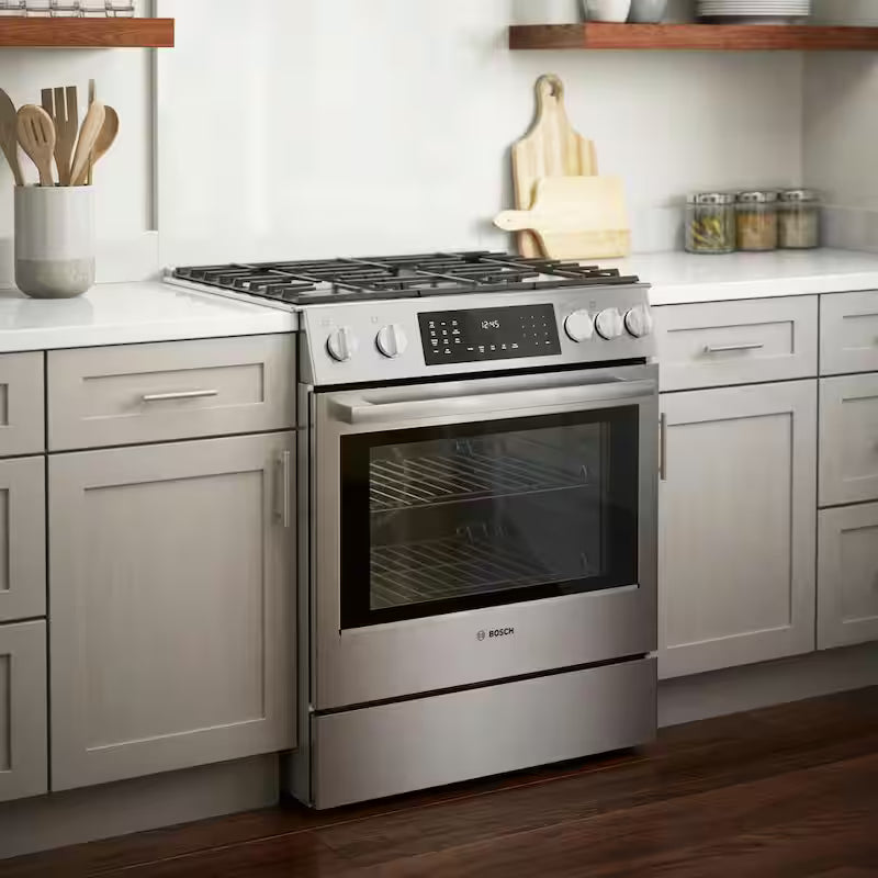 30 in. Slide-In Dual Fuel Range with Gas Stove and Electric Oven in Stainless Steel G8347