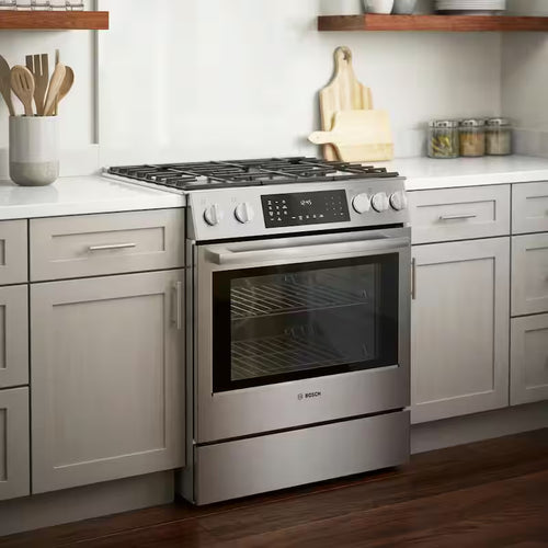 30 in. Slide-In Dual Fuel Range with Gas Stove and Electric Oven in Stainless Steel G8347