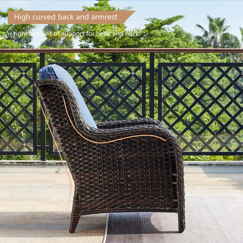 3-Piece Patio Conversation Set with Cushioned Sofa and Ottomans J69685