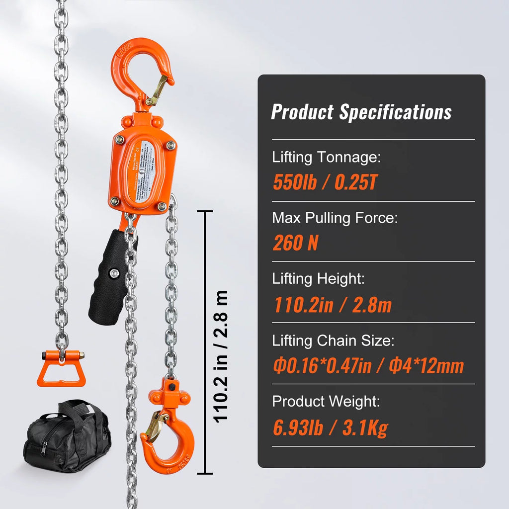 550lb Capacity 10ft Lever Block Chain Hoist C318813