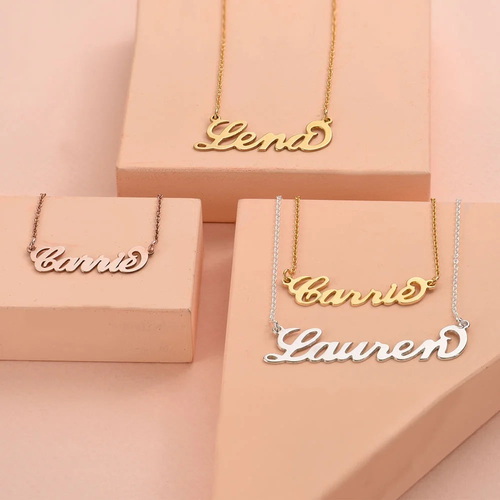 18k Gold Plated Silver Custom Name Necklace with 16'' + 2" Chain F23340