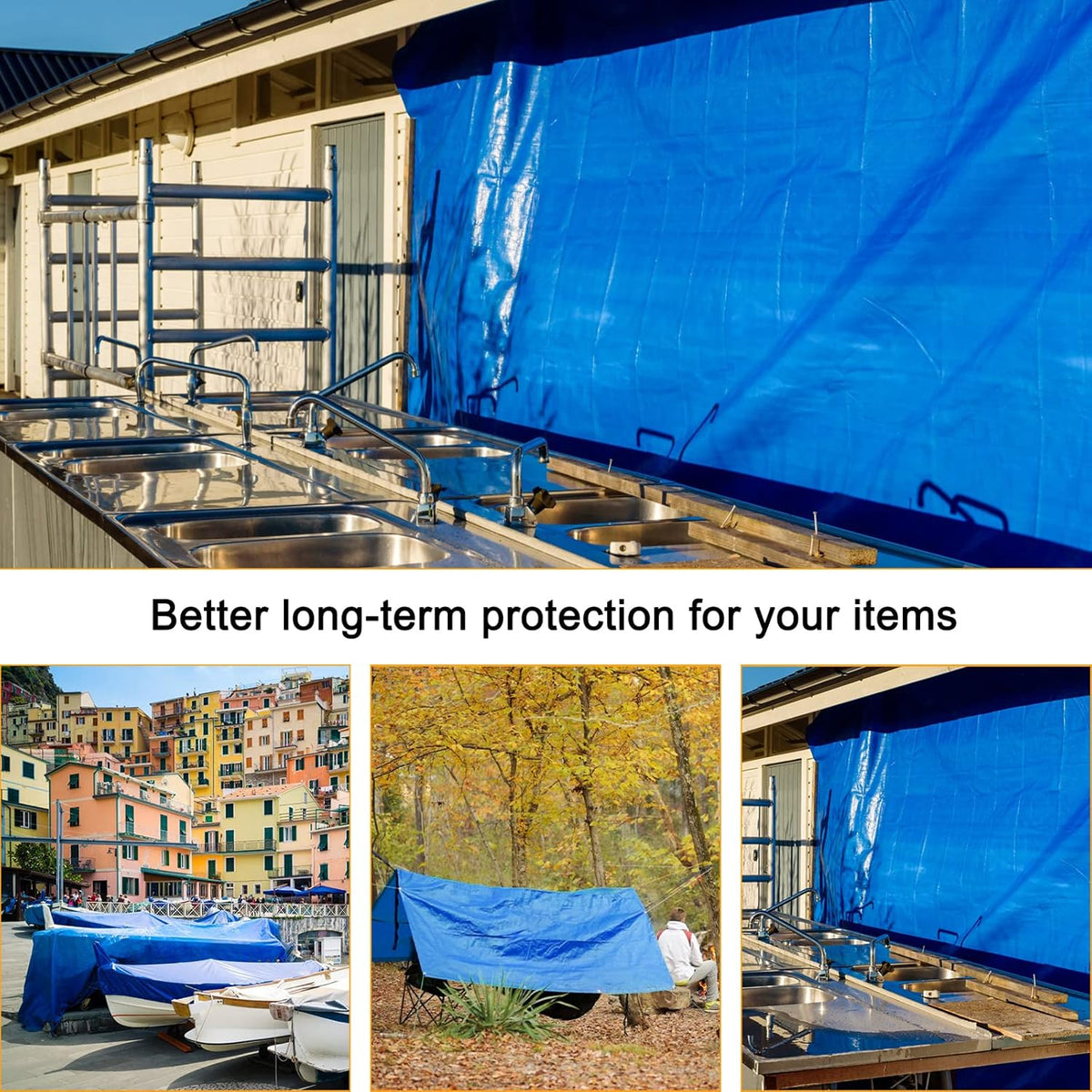 Blue 16x20 Heavy Duty Waterproof Plastic Tarpaulin with Metal Grommets V773172
