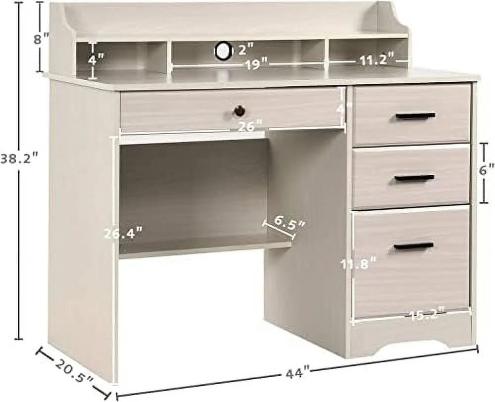 Computer Desk with 4 Drawers and Hutch T611849