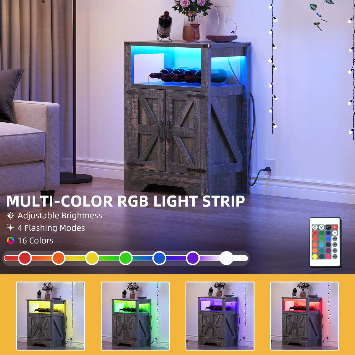 31.5" Farmhouse Bar Table with Led Lights W8146