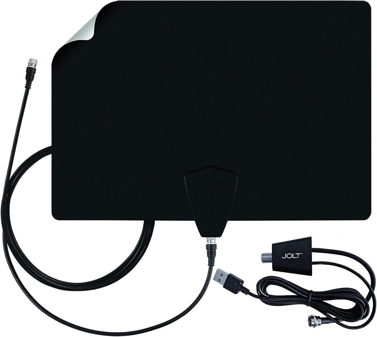 Amplified TV Antenna, 50+ Mile Range, UHF/VHF, Multi-Directional, Black/White/Paintable C2034