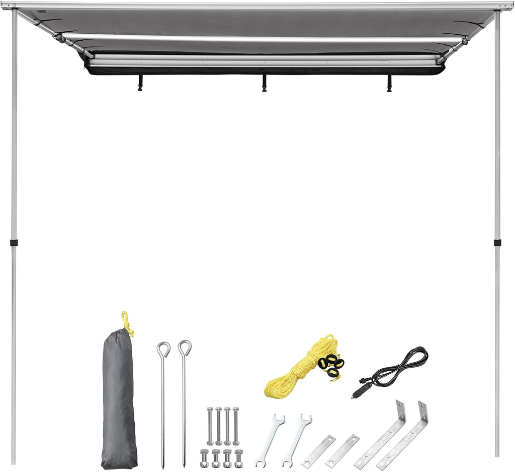 6.6x8.2' Pull Out Car Side Awning with LED Light Beige W8587