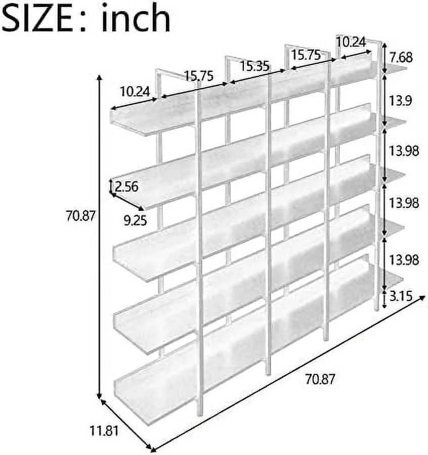 Oak 7-Tier L-Shaped Corner Bookshelf L94238