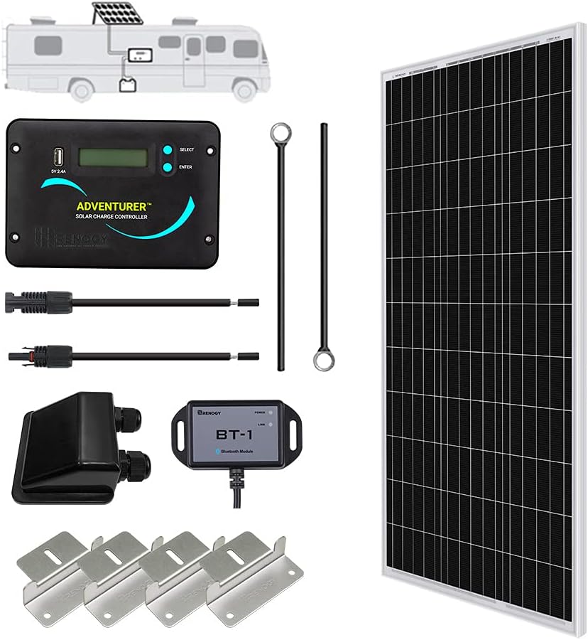 400 Watts 12 Volts Monocrystalline Solar RV Kit with 30A PWM LCD Charge Controller P7355