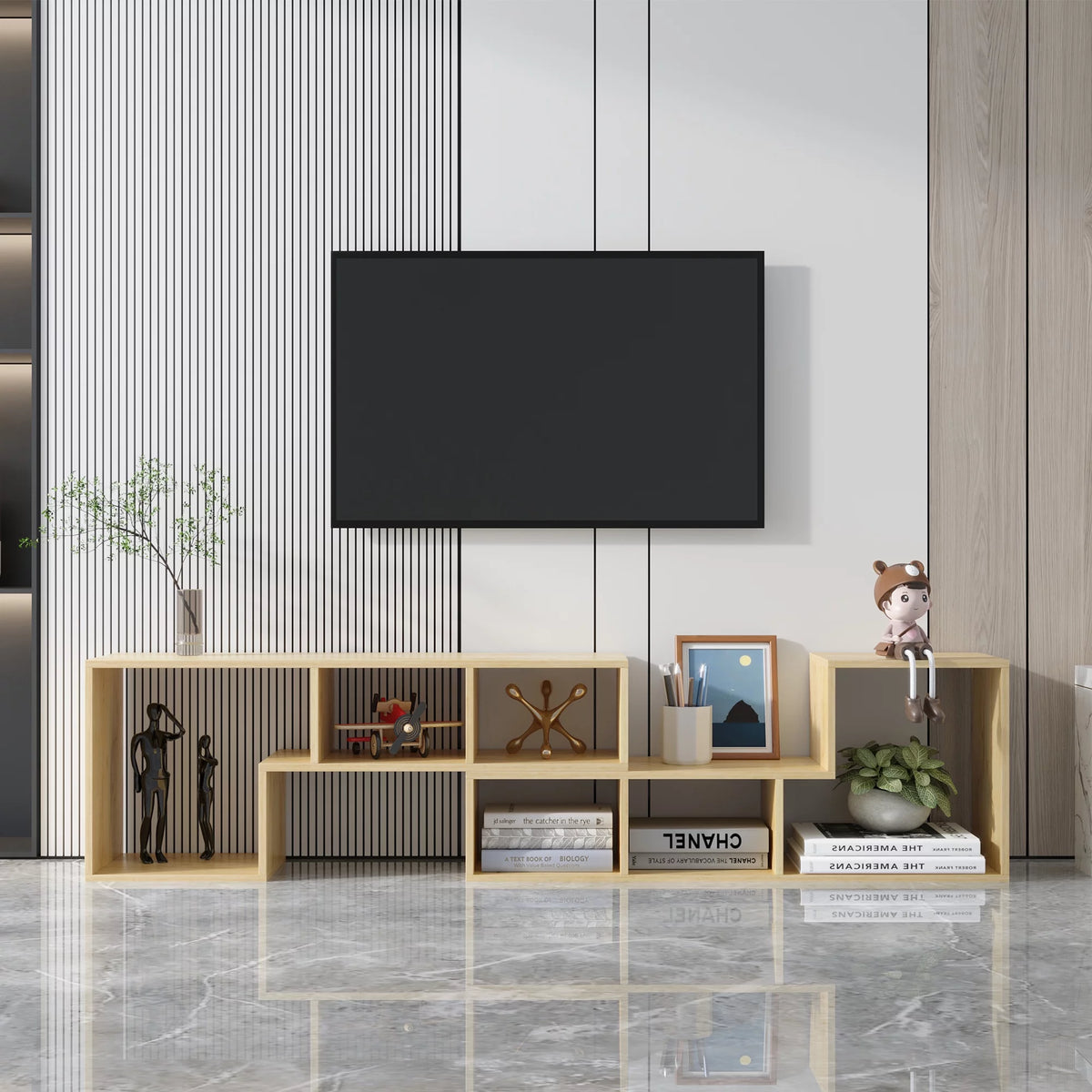 Oak L-Shaped TV Stand P2699