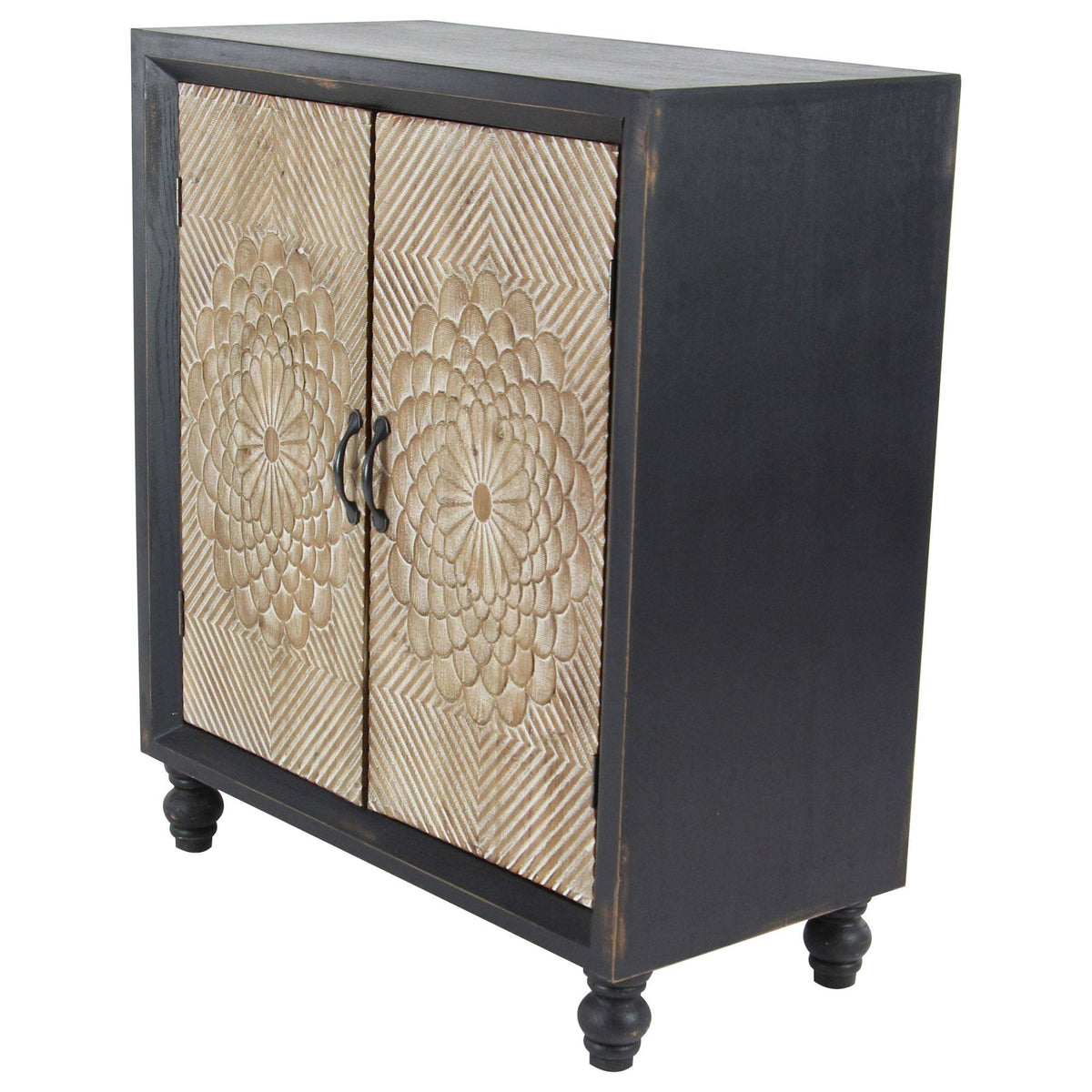 Black Wood and Metal Two-Door Cabinet U880