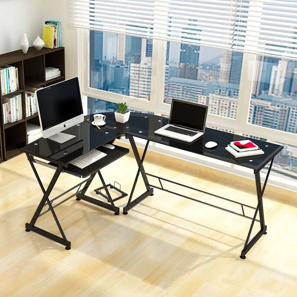 Black L-Shaped Computer Desk L586