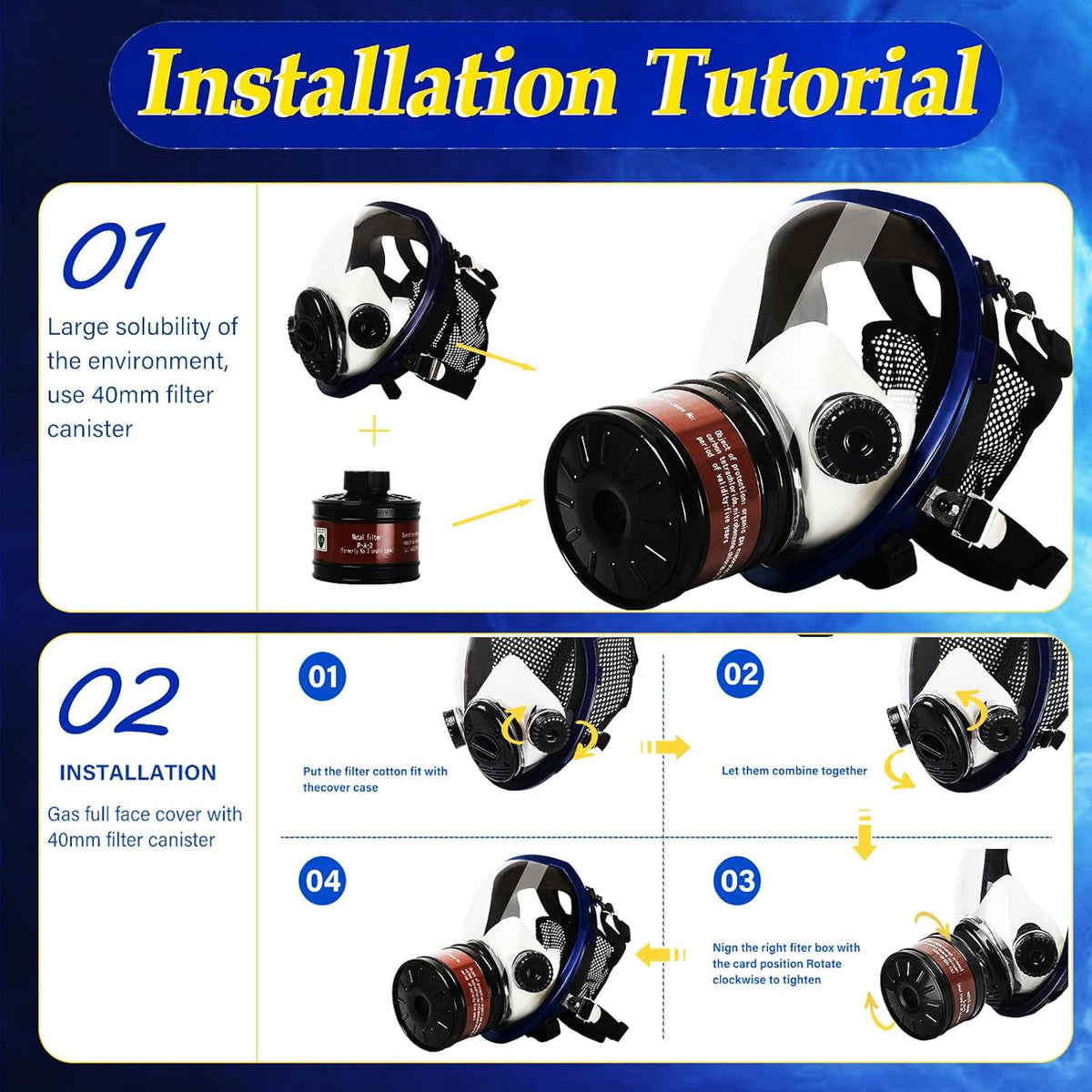 40mm Activated Carbon Filter Tactical Respirator Mask D298208