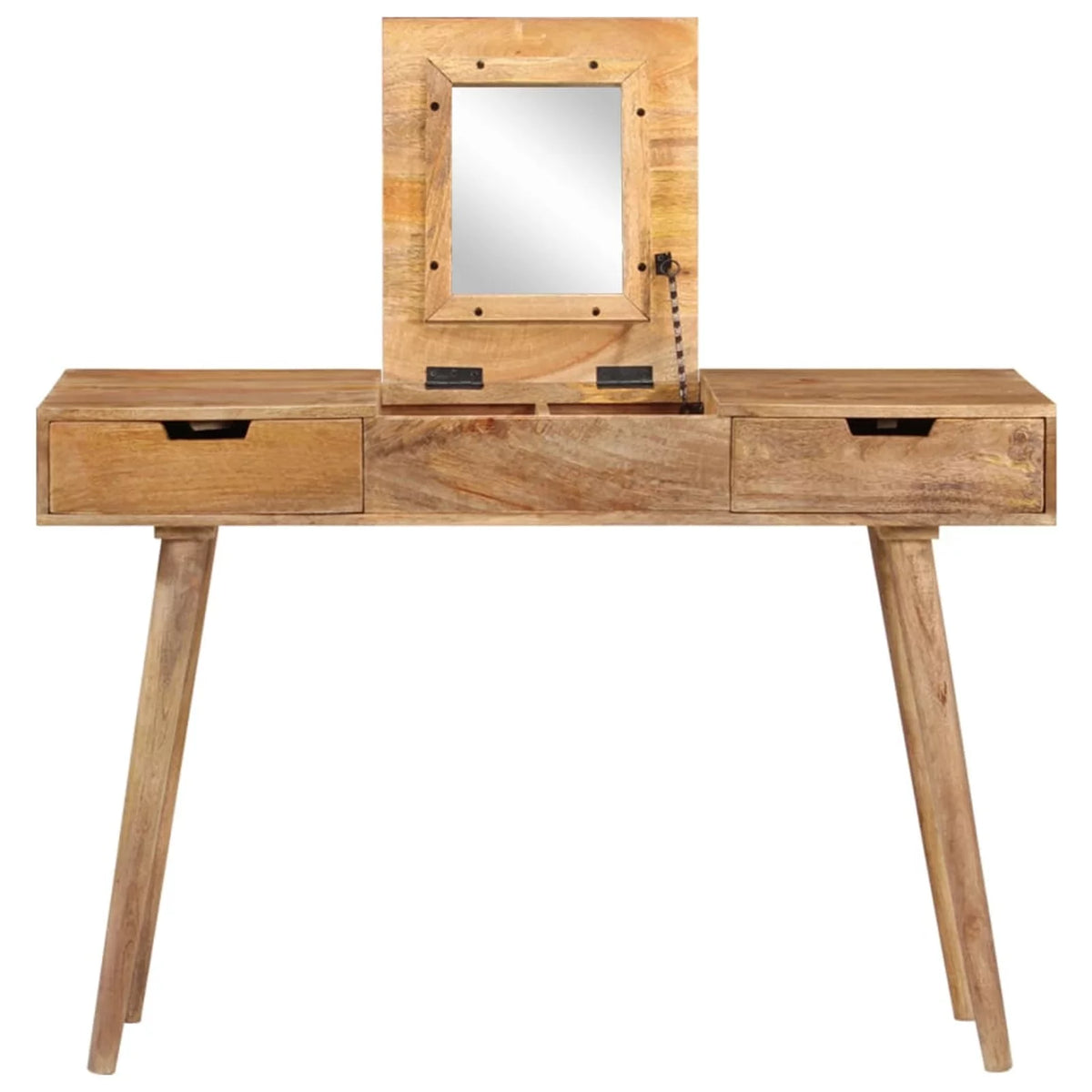 Folding Mirror Makeup Table with 2 Drawer Mango Wood Vanity B650677