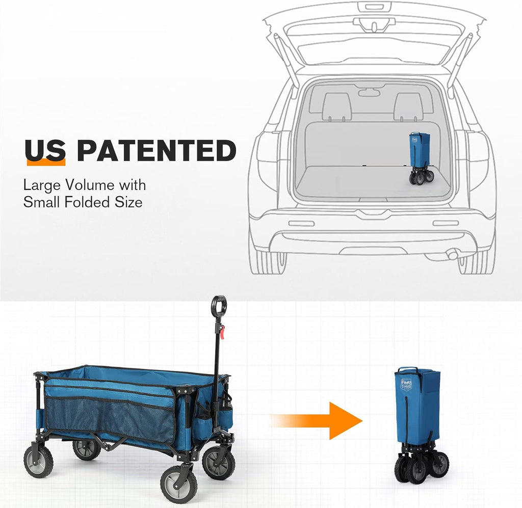 Collapsible Outdoor Folding Wagon Cart with Side Bag Cup Holder E9103