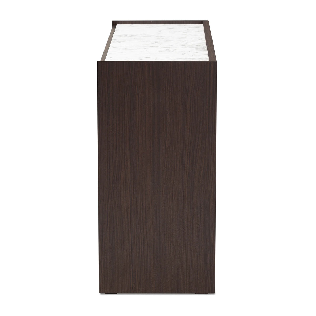 Dark Brown Gold Wood 6-Drawer Dresser with Faux Marble Top L3152