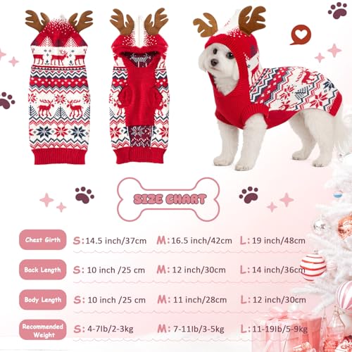 2 Pcs Christmas Dog Sweater Warm Winter Dog Hoodie F766