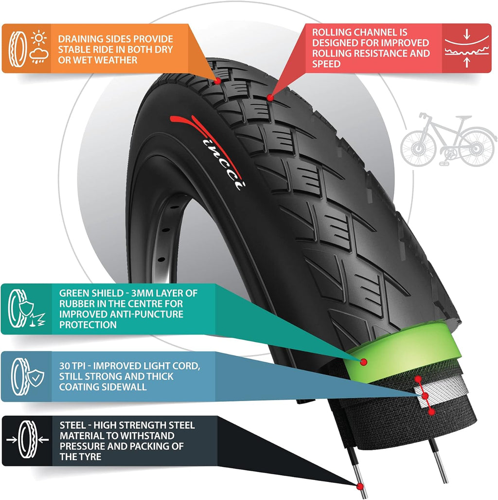 Pair 700 x 38c 40-622 Foldable Tires with 1mm Antipuncture Protection, Pack of 2 Z2574