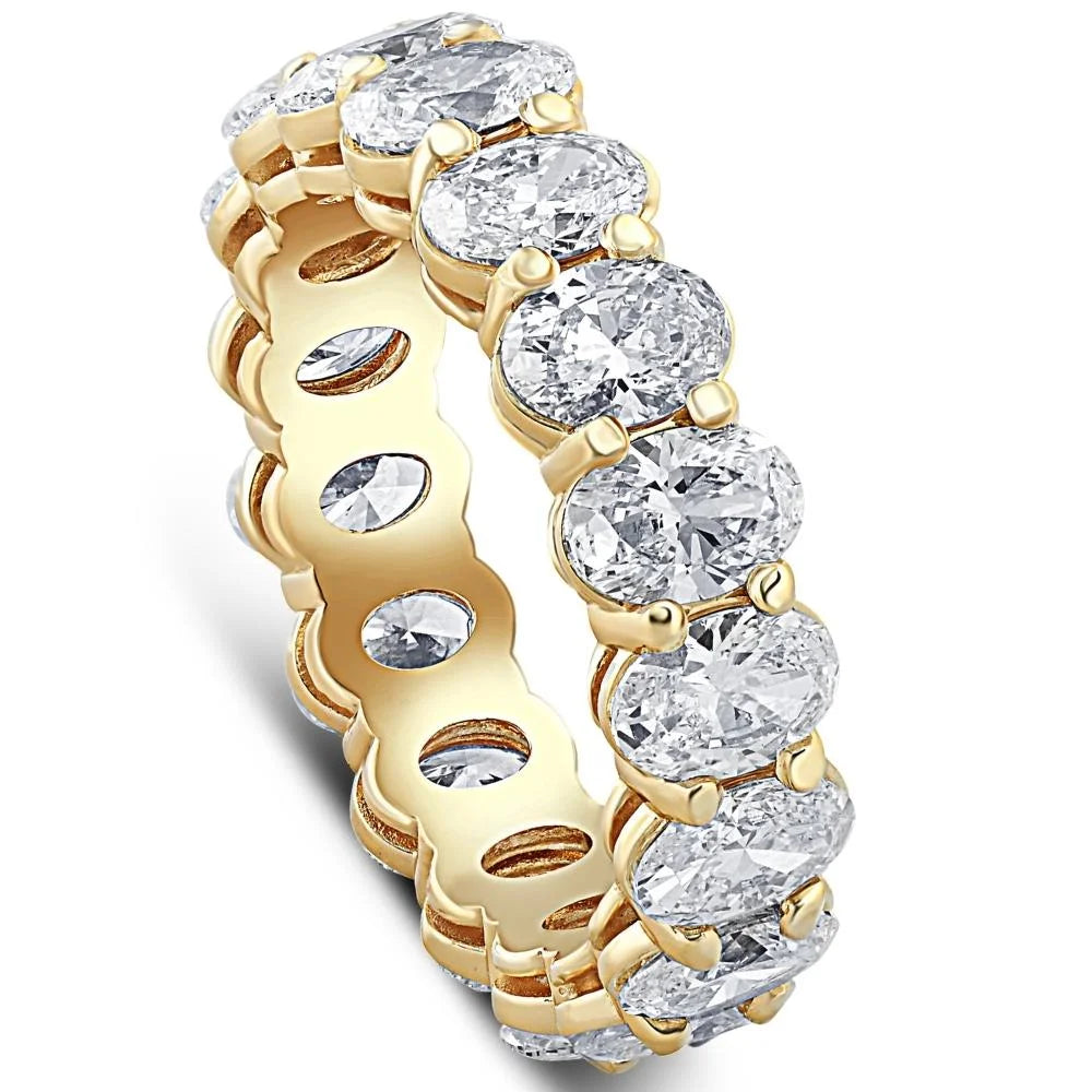 14k Yellow Gold Oval Cut Moissanite Eternity Ring C23455