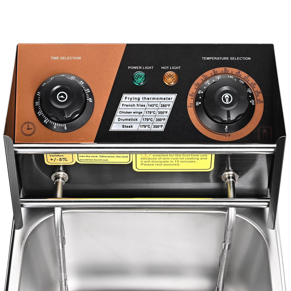 Commercial Electric Stainless Steel Deep Fryer with Basket & Lid S35886