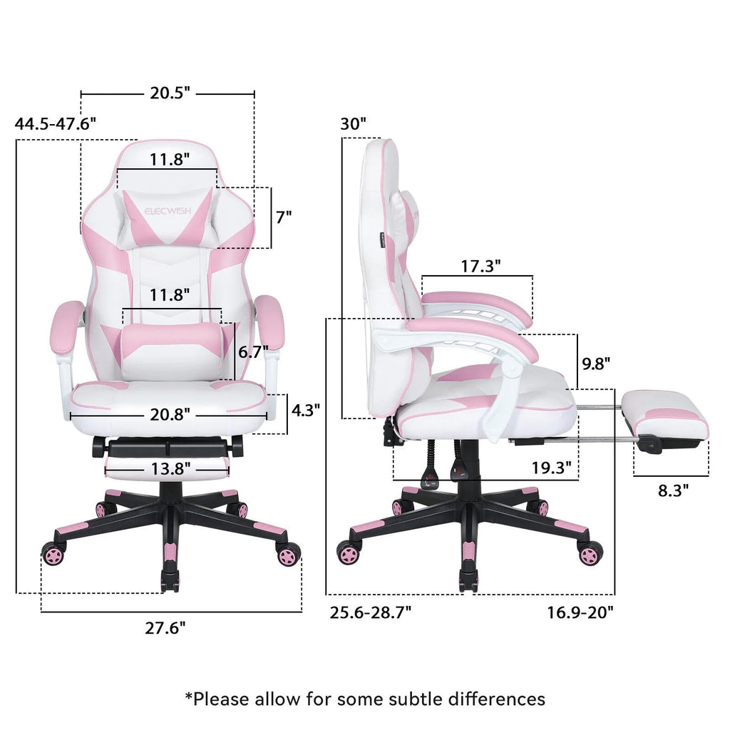 Pink Ergonomic Reclining Gaming Chair with Footrest K925833