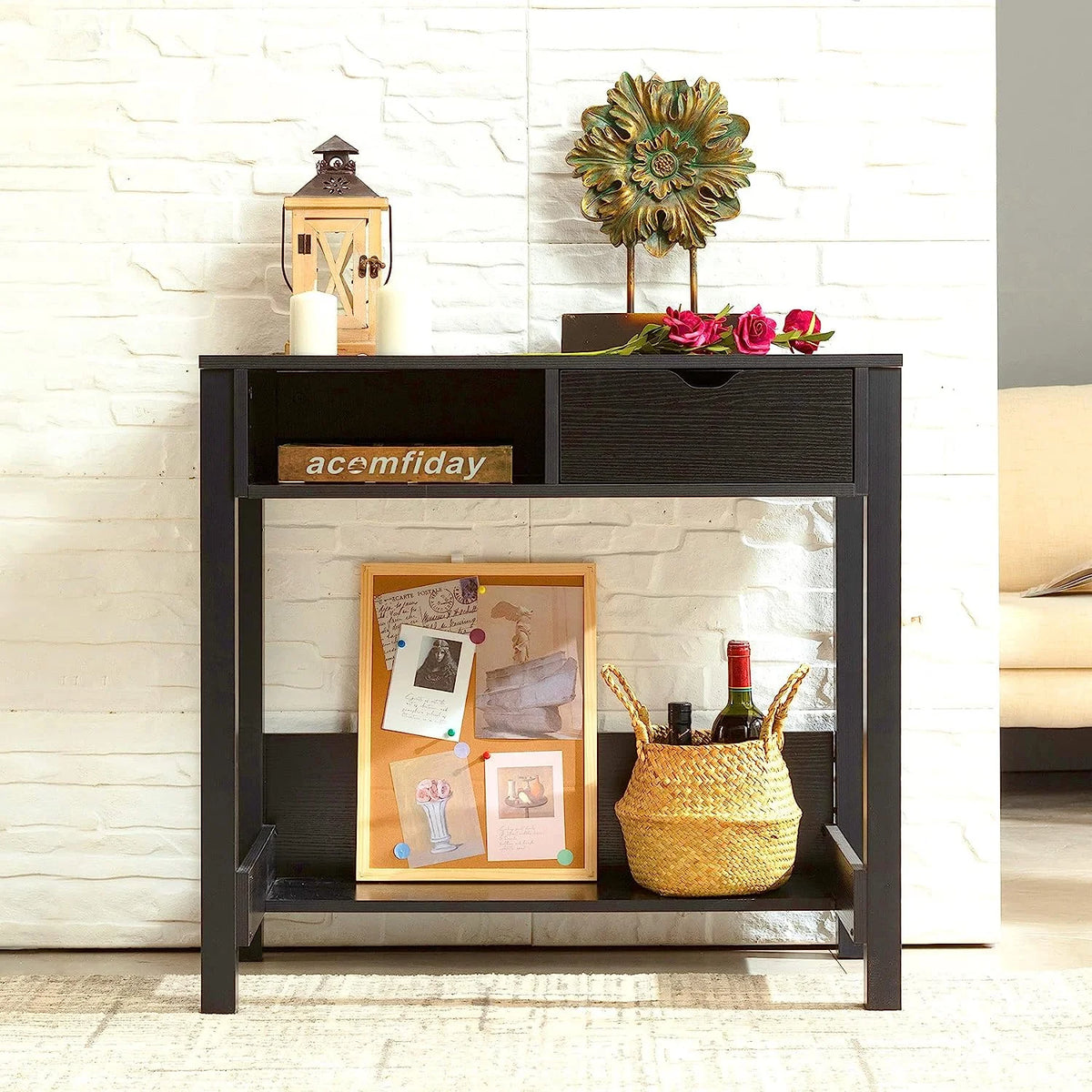 Black 32 inch Computer Desk with Drawers L5650