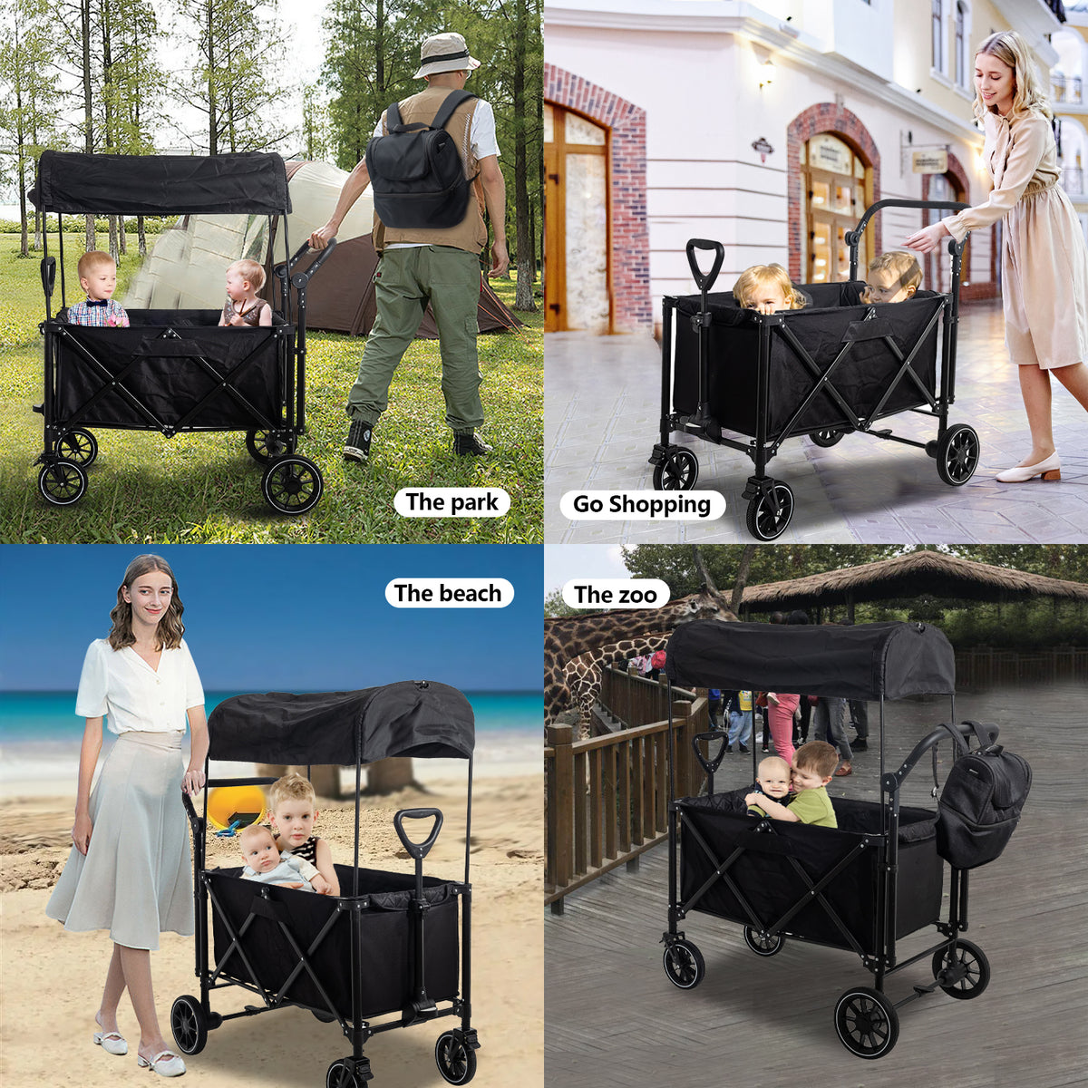 Folding Stroller Wagon with 5-Point Harnesses D3858