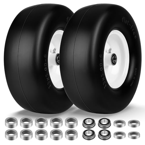 2 PCS 13x5.00-6 Flat Free Tire and Wheel with 3/4" Extra 5/8" Bearings C6805