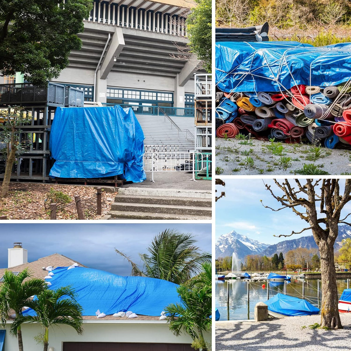 Blue 16x20 Heavy Duty Waterproof Plastic Tarpaulin with Metal Grommets V773172
