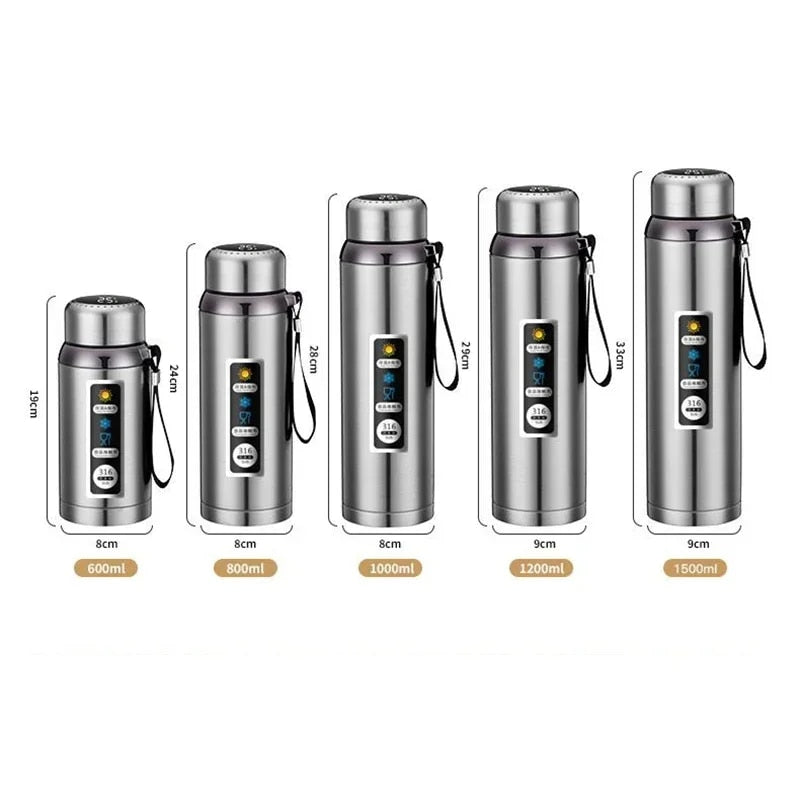 316 Stainless Steel Thermos Bottle Vacuum Flask With Tea Separation Filter LED Temperature Display Leakage-proof Cup 1.0L K195674